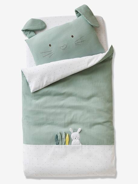 Housse de couette bébé MENTHE A L'EAU vert - vertbaudet enfant 