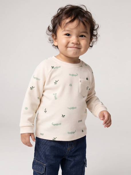 Long-sleeved T-shirt for baby grey blue+vanilla - vertbaudet enfant 
