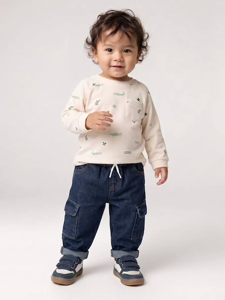 Long-sleeved T-shirt for baby grey blue+vanilla - vertbaudet enfant 