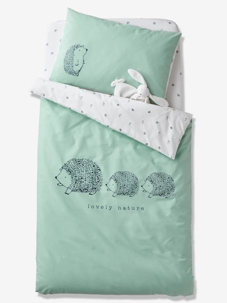 Fitted Sheet for Babies, Organic Collection, LOVELY NATURE Theme White/Print - vertbaudet enfant 