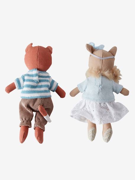 Set of 2 Linen Dolls, Couple of Foxes Multi - vertbaudet enfant 