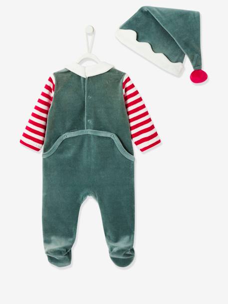 Unisex Christmas Set, Sleepsuit + Beanie, for Babies Green - vertbaudet enfant 