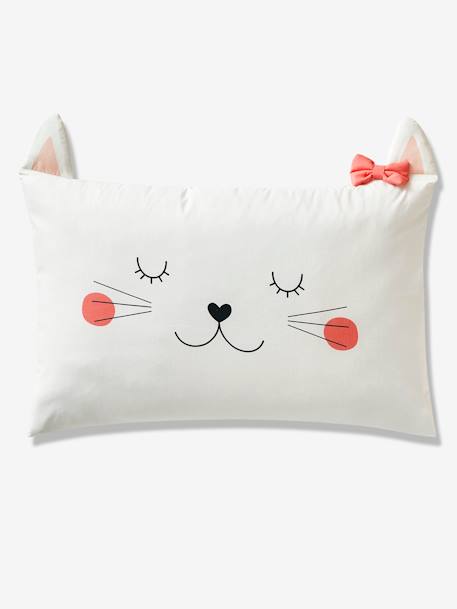 Parure housse de couette + taie d'oreiller enfant CHAT WAOU bleu / multicolore - vertbaudet enfant 