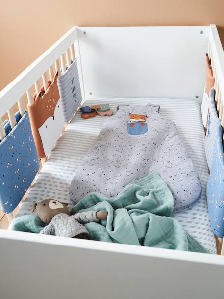 Breathable Cot Bumper, BABY FOX Theme Blue - vertbaudet enfant 