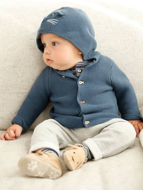 Trousers in Cotton Fleece, for Newborn Babies Dark Blue+Light Grey+tomato red - vertbaudet enfant 