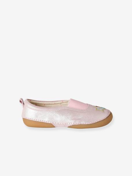 Leather Pram Shoes for Girls Light Pink - vertbaudet enfant 