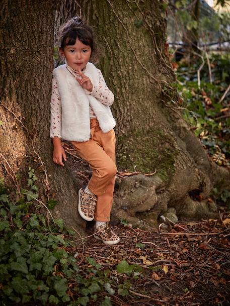 Faux Fur Waistcoat for Girls printed brown+White - vertbaudet enfant 
