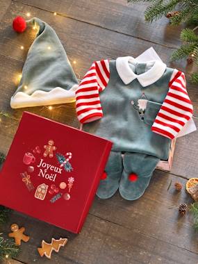 Baby-Pyjamas & Sleepsuits-Unisex Christmas Set, Sleepsuit + Beanie, for Babies