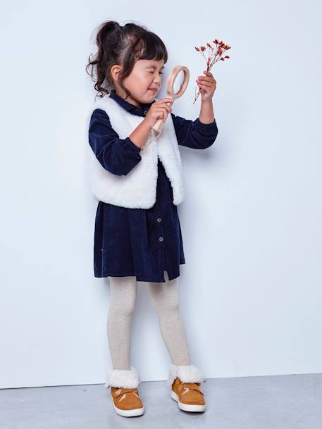 Faux Fur Waistcoat for Girls printed brown+White - vertbaudet enfant 