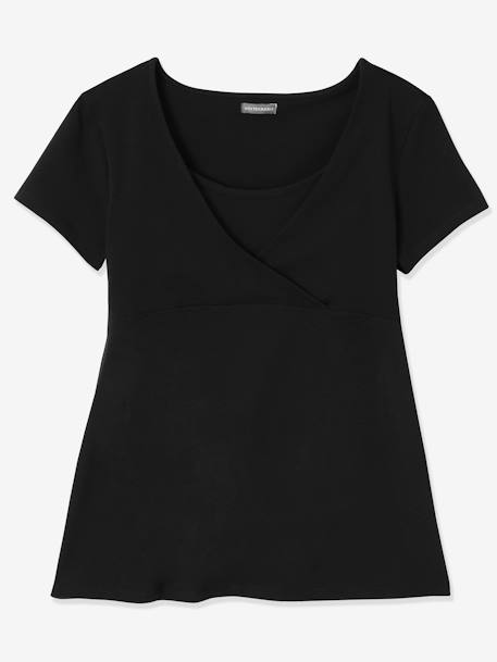 Lot de 2 T-shirts cache-coeur grossesse et allaitement LOT MARINE/GRIS+noir - vertbaudet enfant 