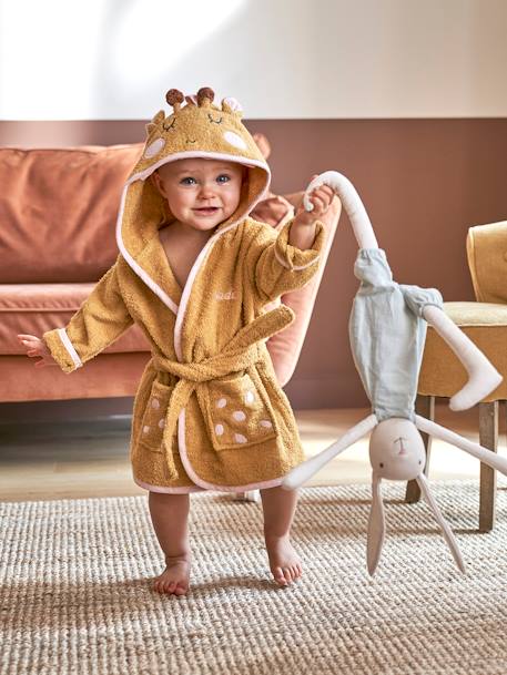 Giraffe Bathrobe for Baby Yellow/Print - vertbaudet enfant 