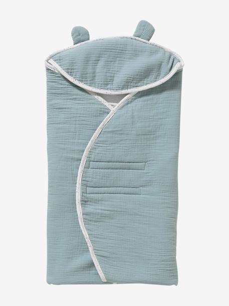 Plaid à capuche pour siège-auto coque vert céladon - vertbaudet enfant 