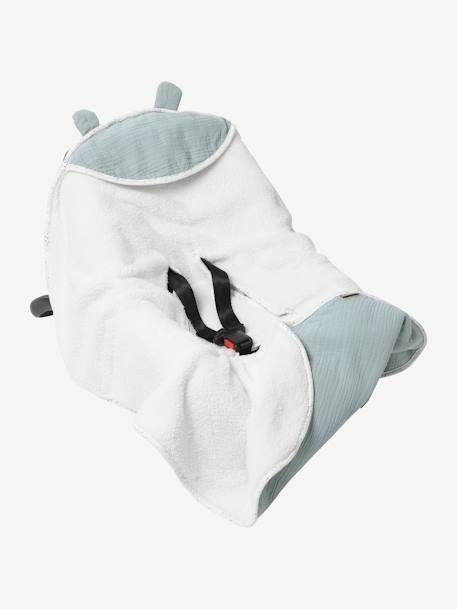 Plaid à capuche pour siège-auto coque vert céladon - vertbaudet enfant 