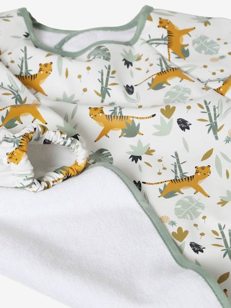 Bavoir manches longues blanc imprimé+imprimé tigres - vertbaudet enfant 