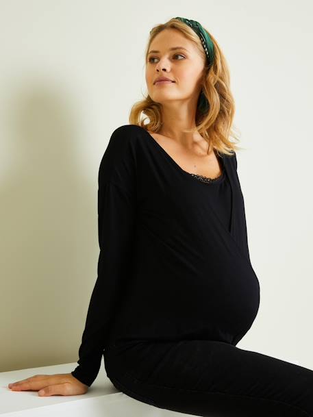 T-shirt de grossesse et d'allaitement dentelle Noir - vertbaudet enfant 