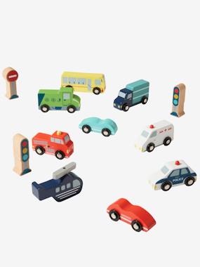 Toys-Playsets-Cars & Trains-Box with Wooden Vehicles & Accessories