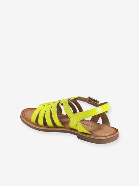 Leather Sandals with Straps, for Girls Bright Yellow+Light Brown+set brown - vertbaudet enfant 