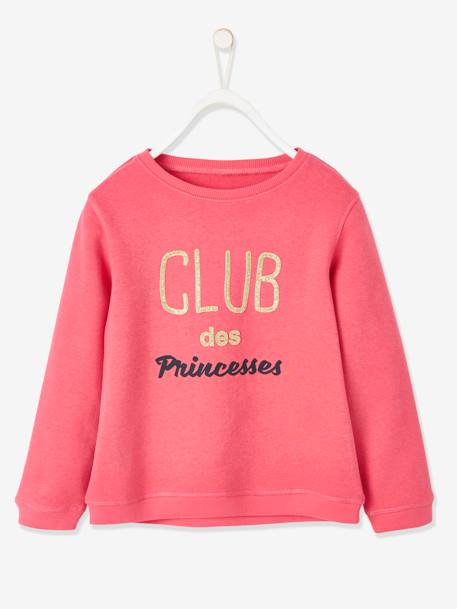 Sweatshirt with Message & Iridescent Details for Girls chocolate+Red+rosy+sweet pink - vertbaudet enfant 