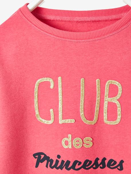 Sweatshirt with Message & Iridescent Details for Girls BROWN MEDIUM SOLID WITH DESIGN+Red - vertbaudet enfant 
