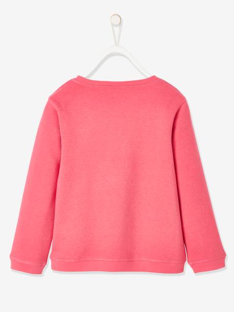 Sweatshirt with Message & Iridescent Details for Girls PURPLE DARK SOLID WITH DESIGN+Red - vertbaudet enfant 