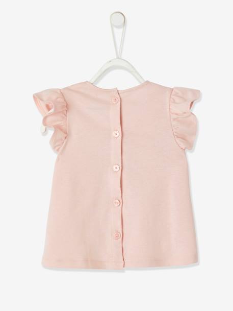 T-shirt bébé fleurs en relief rose grisé+vanille - vertbaudet enfant 