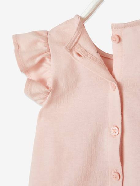 T-Shirt with Flowers in Relief, for Babies ecru+Light Pink - vertbaudet enfant 