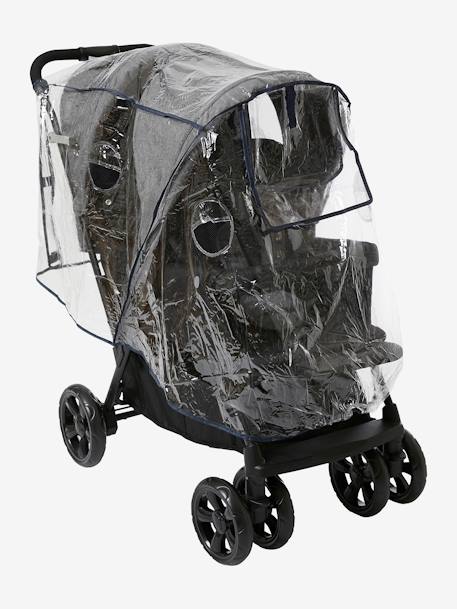 Full-Body Rain Cover for Double Pushchair by Vertbaudet - no color
