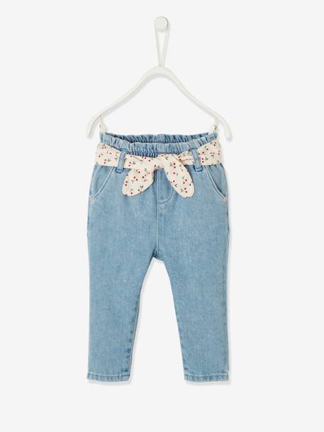 Jean bébé fille ceinture imprimée double stone - vertbaudet enfant 