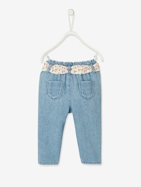 Jeans with Fabric Belt, for Babies Light Denim Blue - vertbaudet enfant 