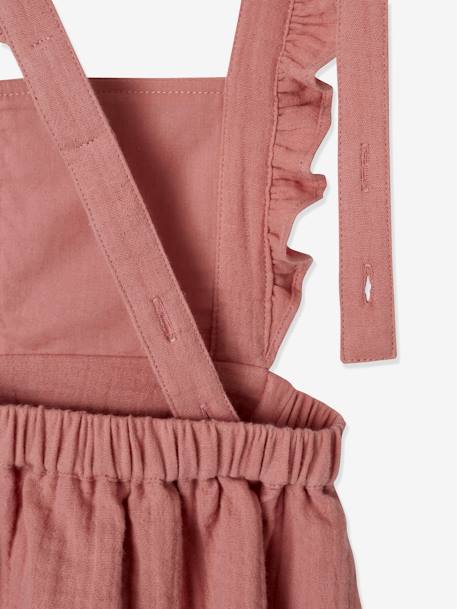Robe bébé en gaze de coton bretelles à volants vert d'eau+vieux rose - vertbaudet enfant 