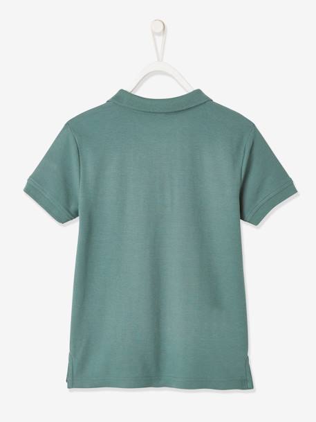 Polo garçon manches courtes broderie poitrine blanc+bleu+jaune pâle+kaki clair+MARINE+terracotta - vertbaudet enfant 