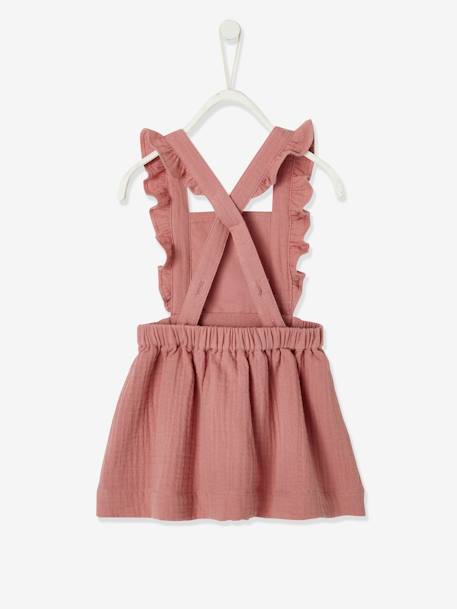 Robe bébé en gaze de coton bretelles à volants vert d'eau+vieux rose - vertbaudet enfant 