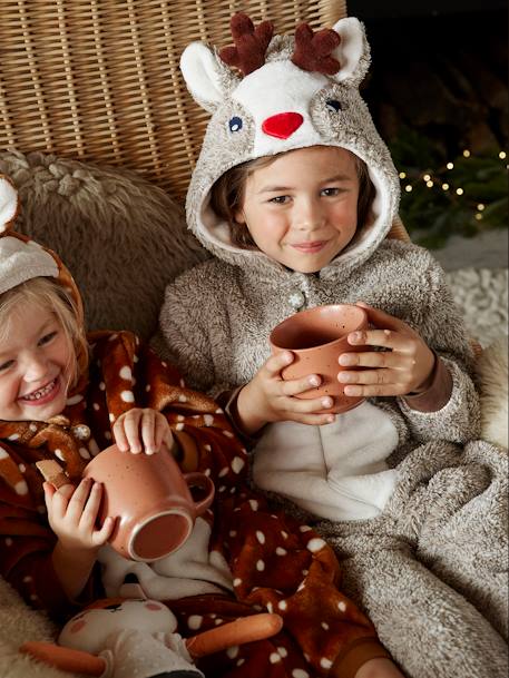 Plush Effect 'Reindeer' Onesie for Boys Beige - vertbaudet enfant 