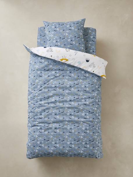 Children's Duvet Cover + Pillowcase Set Basics, Cosmos Theme Blue/Print - vertbaudet enfant 