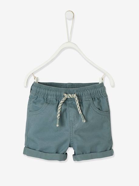 Short bébé garçon en toile taille élastiquée cappuccino+terracotta+vert de gris - vertbaudet enfant 