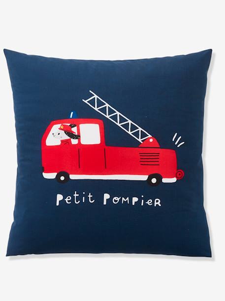 Duvet Cover + Pillowcase Set for Children, 'Petit Pompier' Theme Dark Blue - vertbaudet enfant 