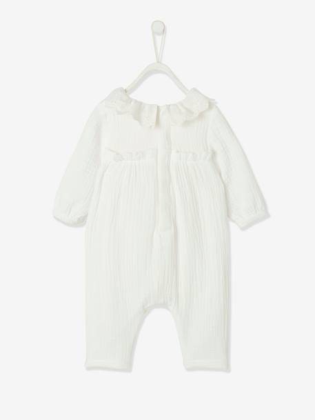 Jumpsuit for Baby, in Cotton Gauze cappuccino+White - vertbaudet enfant 