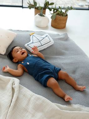 Cotton Gauze Dungarees, Lined, for Newborn Babies  - vertbaudet enfant