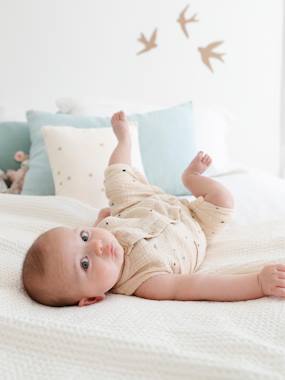 Bébé-Combinaison bébé naissance garçon en gaze de coton brodée