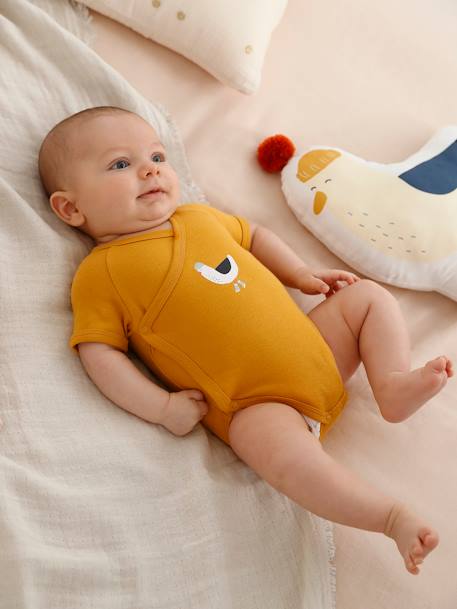 Pack of 5 Short Sleeve Bodysuits, Seagull, Front Opening, for Newborn Babies Dark Yellow - vertbaudet enfant 