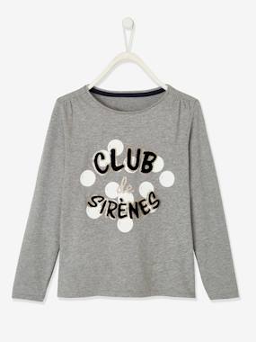 Girls-Tops-Long Sleeve Top with Fancy Details, "Club de Sirènes" for Girls