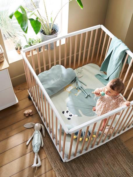 Set of 2 Covers for Playpen Base Mat BLUE LIGHT ALL OVER PRINTED+Light Green - vertbaudet enfant 