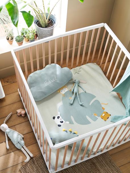 Set of 2 Covers for Playpen Base Mat BLUE LIGHT ALL OVER PRINTED+Light Green - vertbaudet enfant 
