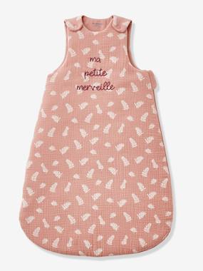 Sleeveless Baby Sleep Bag in Organic* Cotton Gauze, Merveille Theme  - vertbaudet enfant
