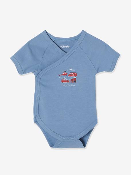 Pack of 3 Short Sleeve Bodysuits for Newborn Babies Blue/Multi - vertbaudet enfant 
