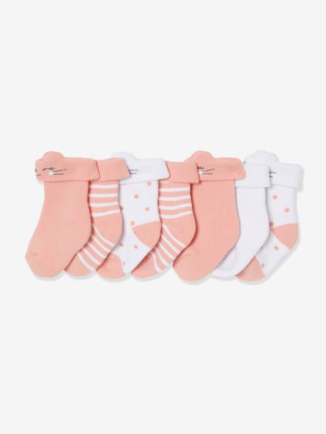 Pack of 7 Pairs of Bouclé Knit Socks for Babies Dark Blue+Light Grey+Light Pink - vertbaudet enfant 