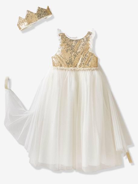 Princess Costume with Veil & Crown Gold+Pink - vertbaudet enfant 