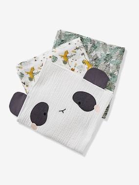 Nursery-Changing Mats-Pack of 3 Muslin Squares, Hanoi Theme