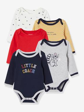 Pack of 5 Long Sleeve Bodysuits in Pure Cotton, for Babies  - vertbaudet enfant