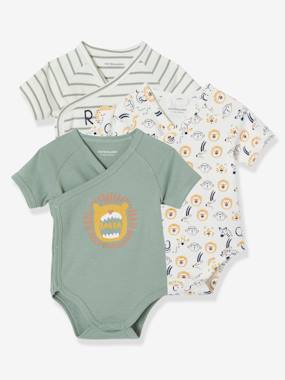 Baby-Bodysuits-Pack of 3 Short Sleeve Bodysuits for Newborn Babies